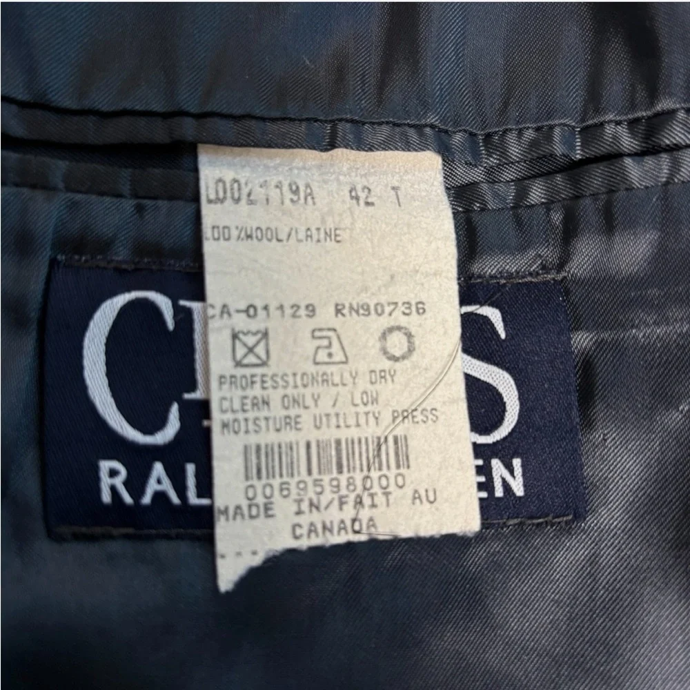 VTG CHAPS RALPH LAUREN 42T Navy Blue Wool Blazer Coat Jacket Preppy Gold Buttons